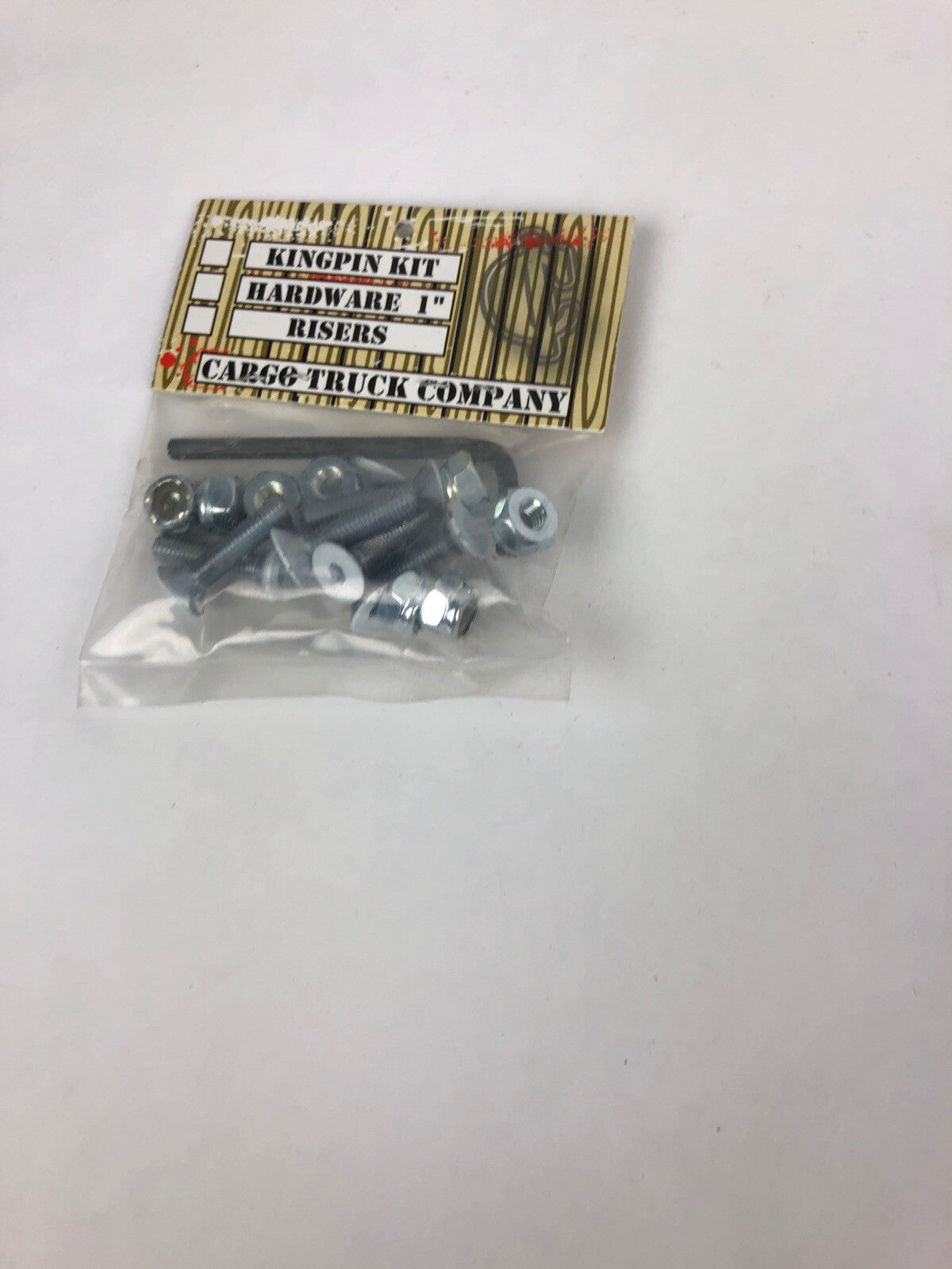 Cargo 1-inch Allen white head skateboard mounting hardware with Allen key.