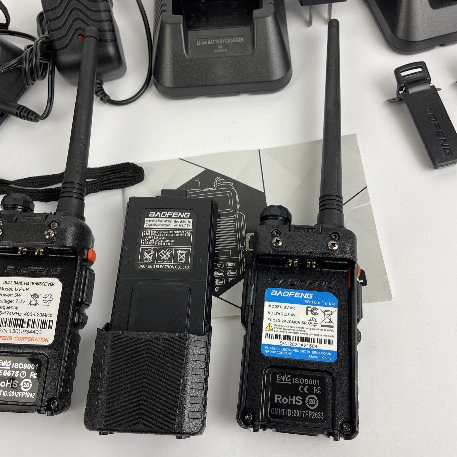 4 x BAOFENG UV-5R 8W Dual Band Two-Way Radio Black w Battery + Short / Tall LOOK