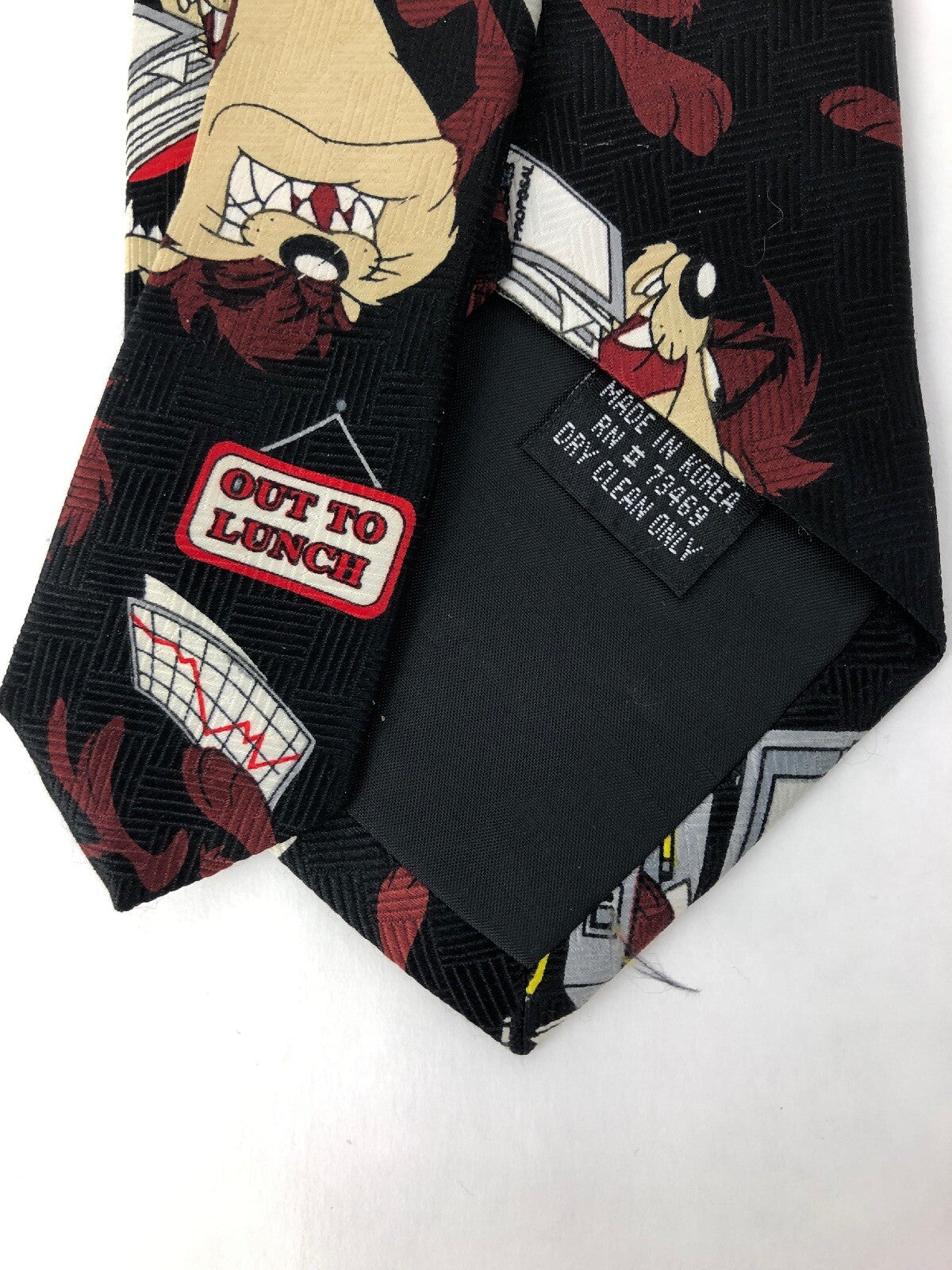 1999 Looney Toons Taz Necktie Office Phone Out To Lunch Laptop Briefcase Print