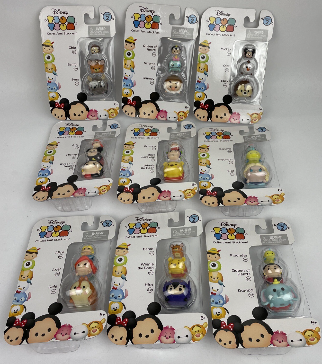 Disney Tsum Tsum Series 2 Three Stack Pack Vinyl Mini Toys Lot of 9 New Sealed