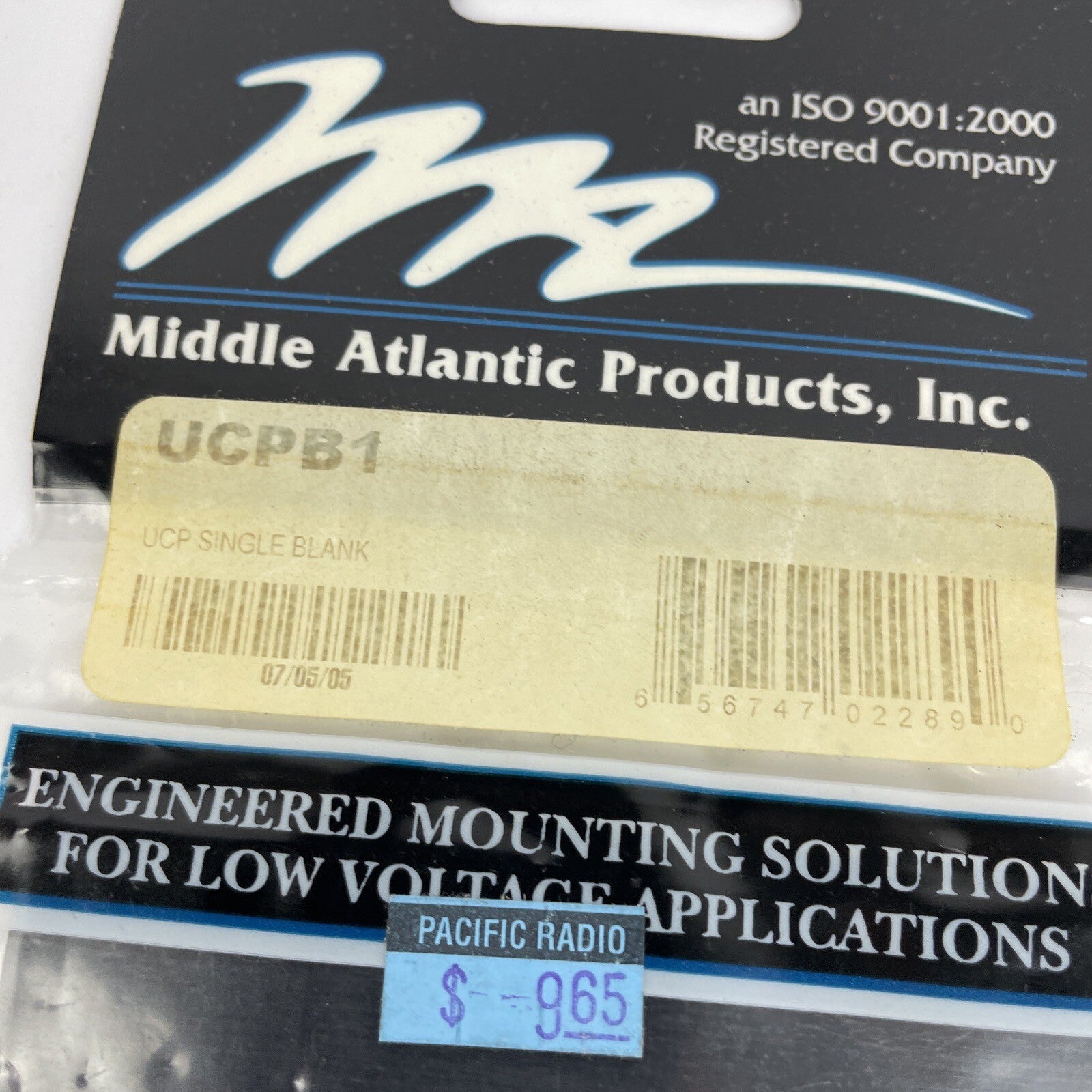 NOS Mid-Atlantic Middle AtlanticProducts UCP Single Blank Panel - UCPB1