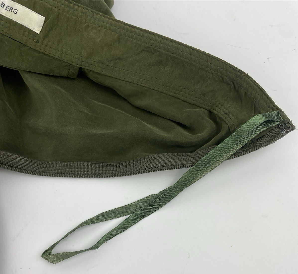 Vintage Diane Von Furstenberg Silk Crinkle Maxi Skirt Dark Olive Green Size  10