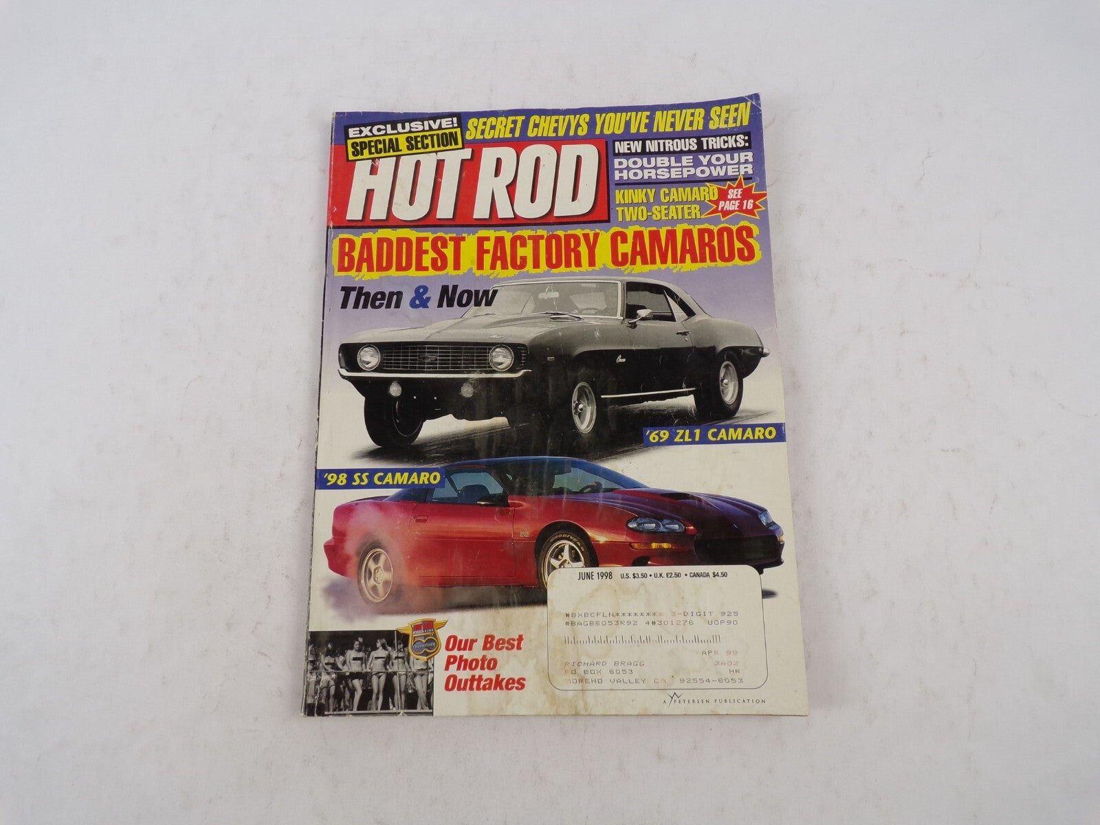 June 1998 Hot Rodding Magazine Baddest Factory Camaros Secret Chevys You've two