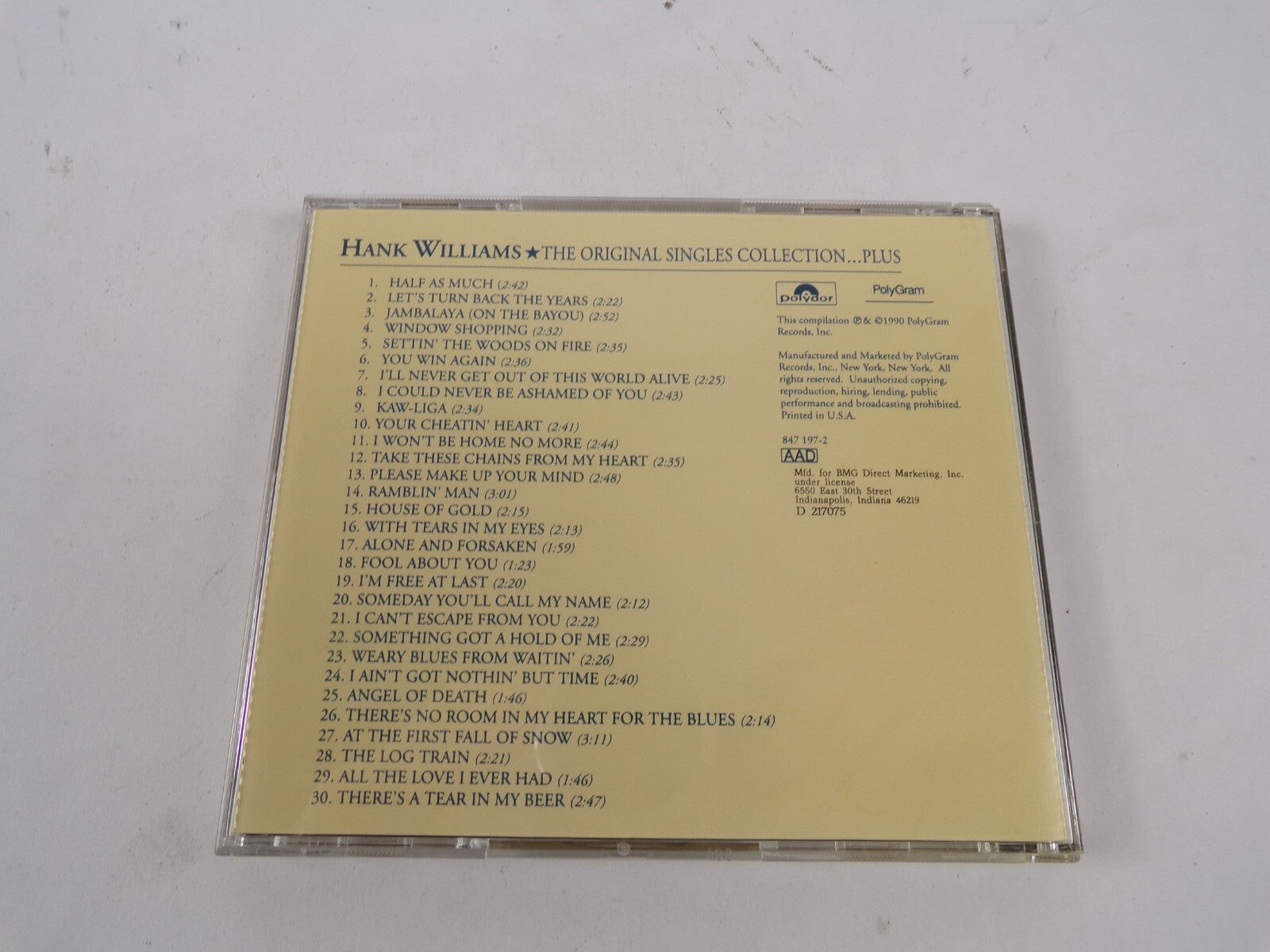 Hank Williams The Original Singles Collection Compact Disc Three You Win CD#39