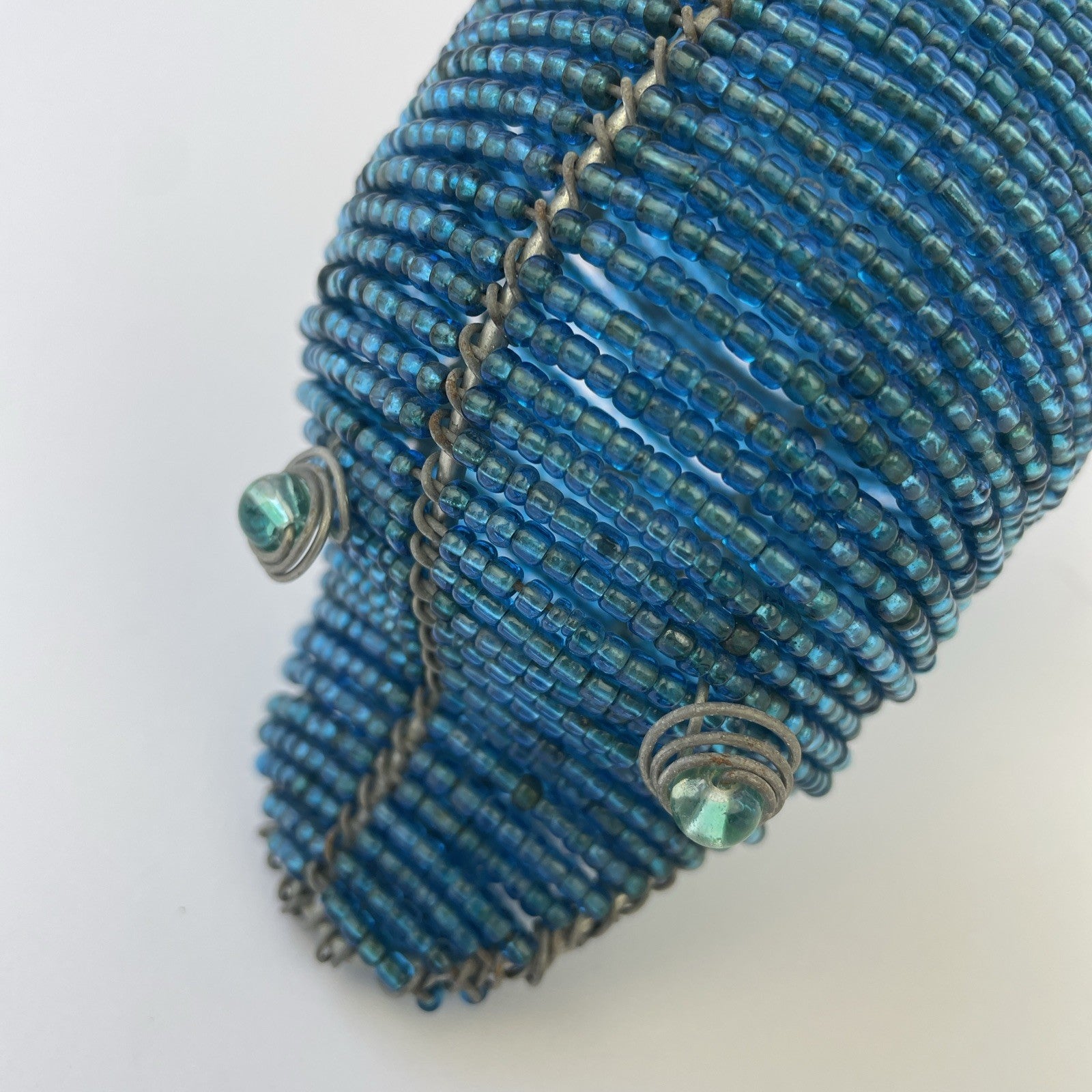 Dolphin Porpoise Beautiful Blue Bead Beaded Hanging HAND Made By Beadworx 12"