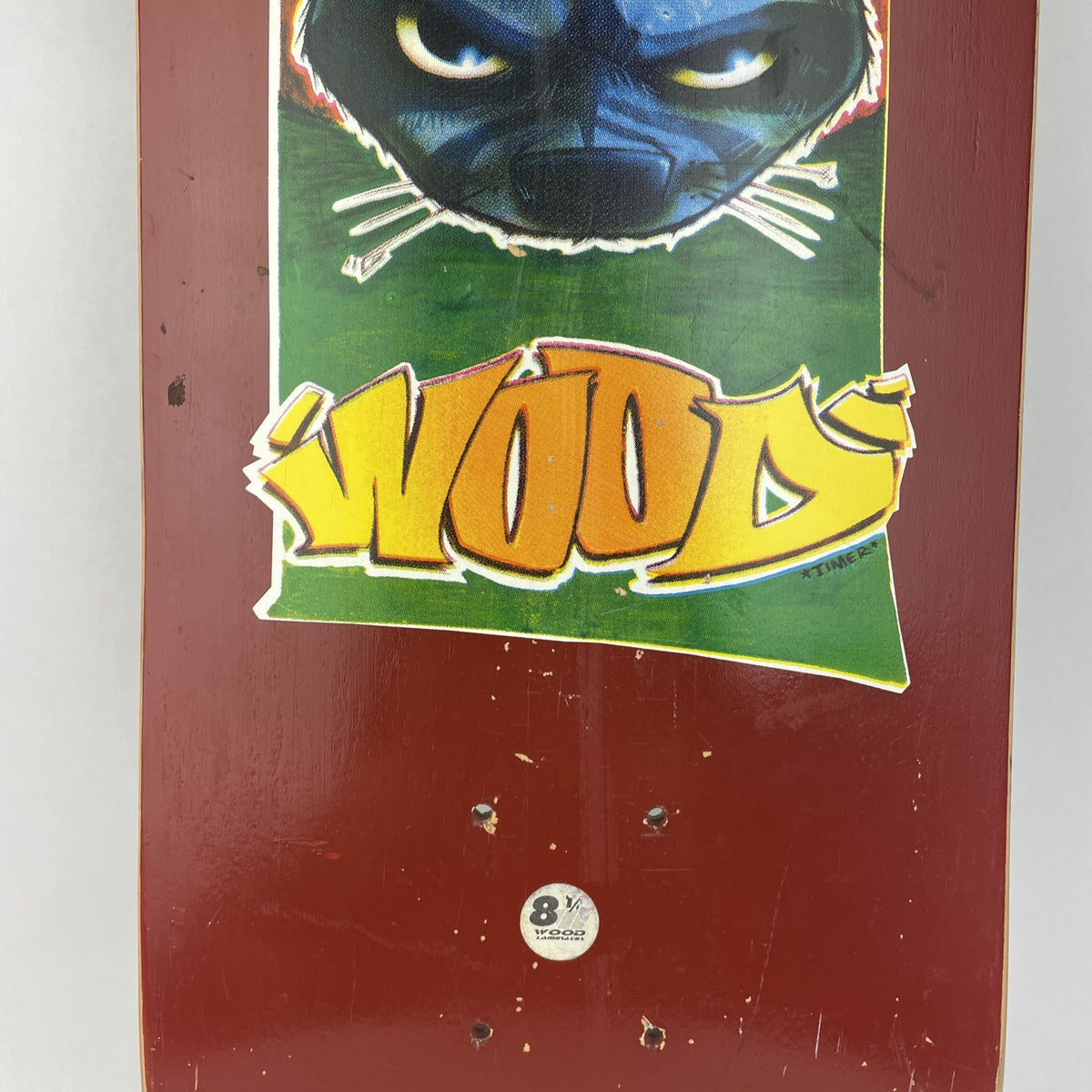 Woodchuck Laminates Circa 1996 Timer Bear Skateboard Deck 8.375" x 31.5 VINTAGE
