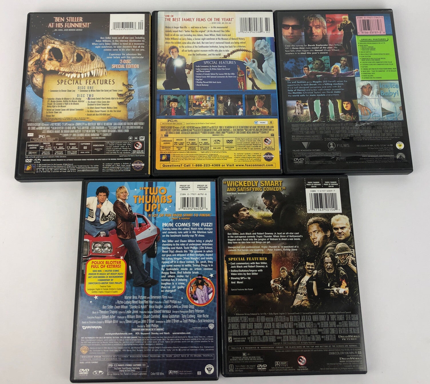 Ben Stiller - Lot of 5 DVDs, ZOOLANDER * Tropic Thunder * Starsky & Hutch ++