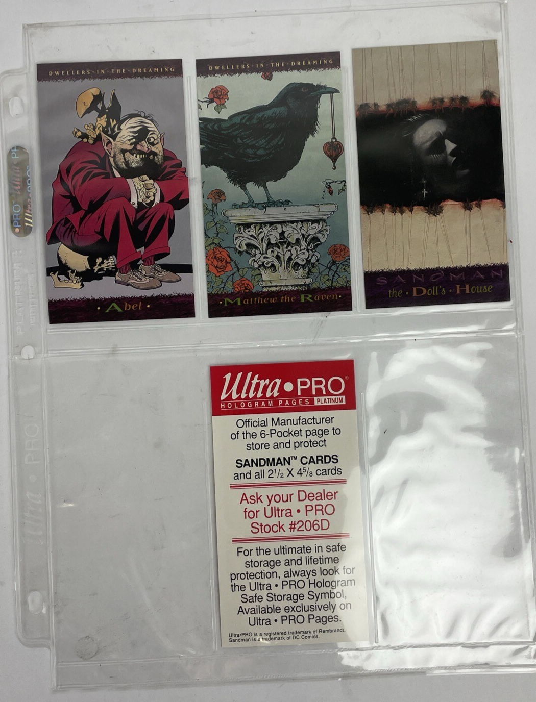 3 x 1994 Skybox DC Vertigo Sandman Illustrated Promos Matthew The Raven  A Bet +
