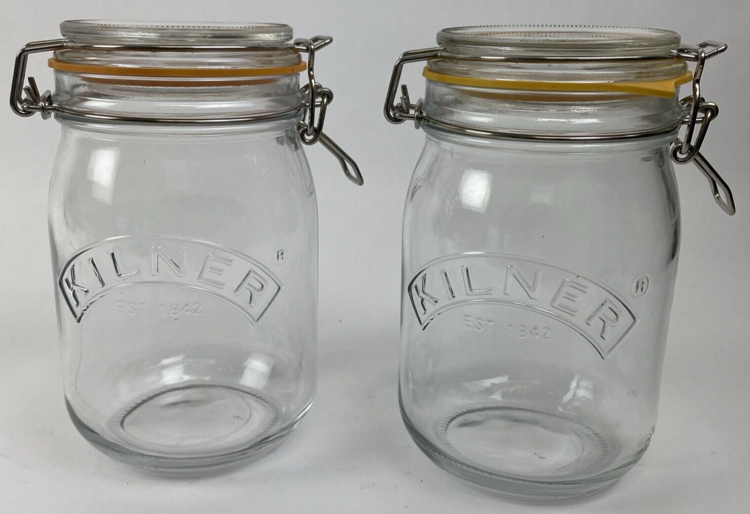 2 x Embossed Kilner  Square Glass Hinged  Canning  Candy Jar Canister Mason Like