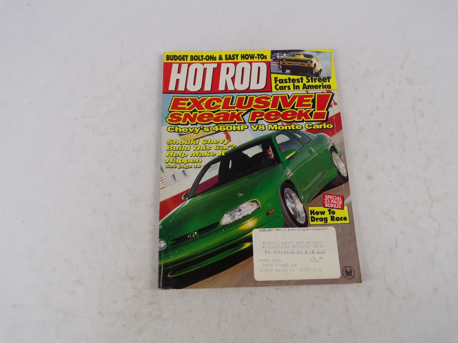February 1996 Hot Rod Exclusive Sneak Peek! Chevy's 460HP Monte Carlo Should Che
