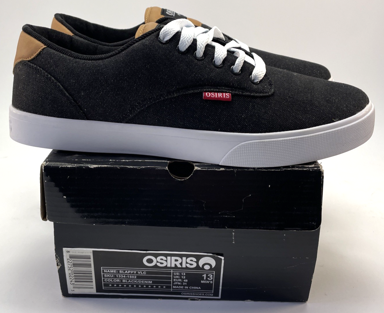Osiris Shoes Mens " Slappy VLC Black Denim / White Low Top Sneaker Size 13