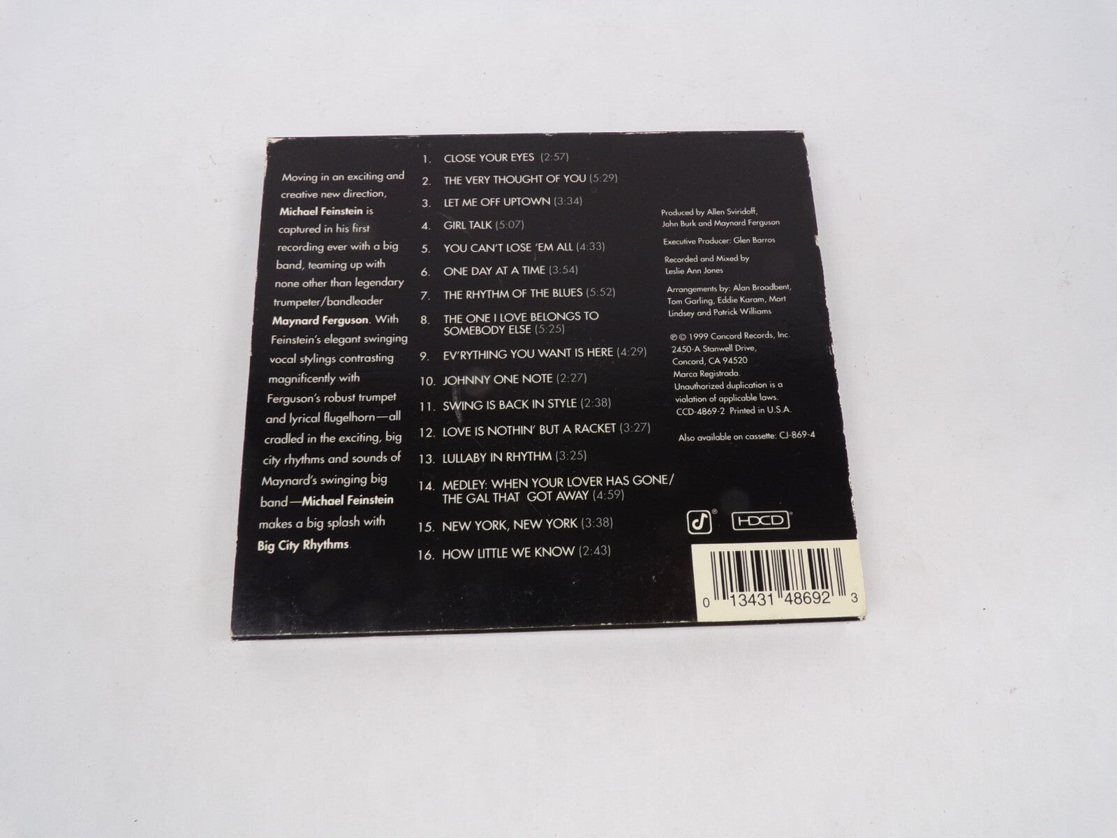 Michael Feinstein Big City Rhythms With The Maynard Ferguson Big Band CloseCD#63