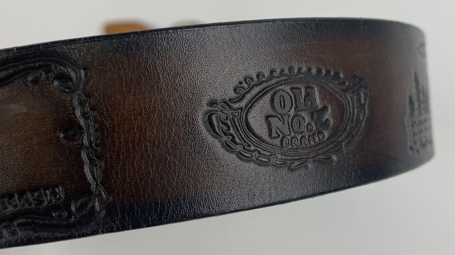 Vintage Jack Daniel’s Old Time Whiskey Brown Leather Embossed Belt w BUCKLE 34*