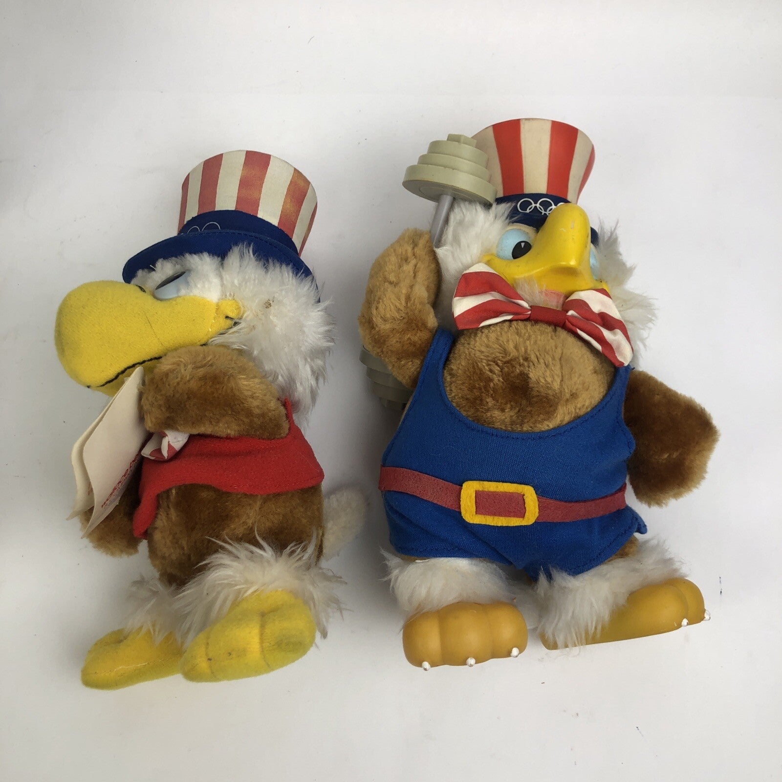 2 x SAM The Olympic Eagle Los Angeles Mascot 80/84 Plush #8330 Weightlifting +