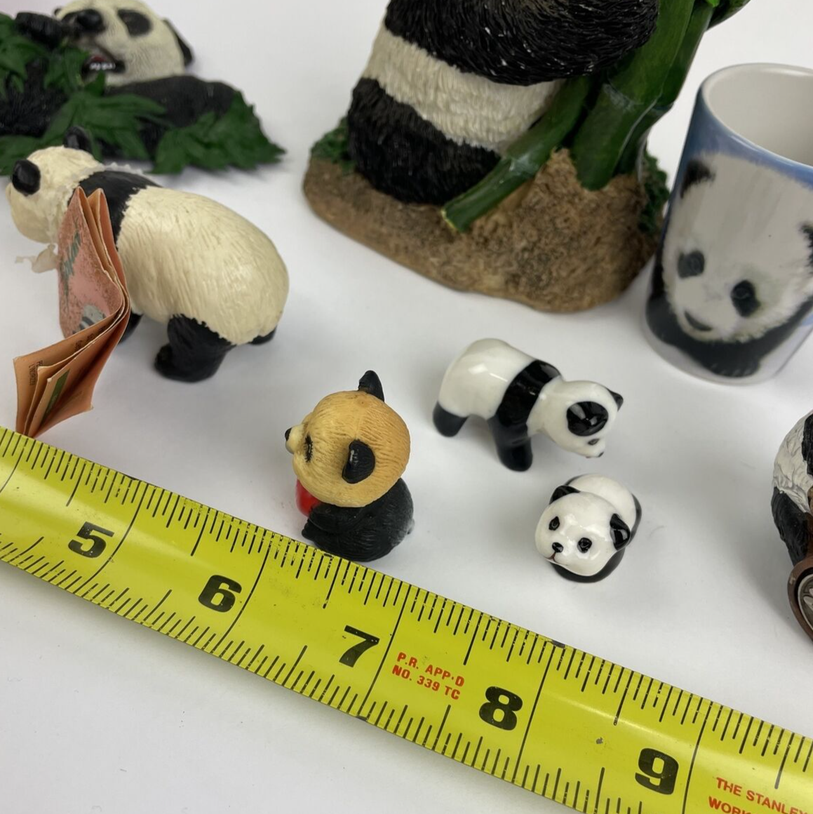 Lot Of 9 x  Assorted Panda Bear Sculpture FIGURINES Gunus Ailuropoda + Furry Pez