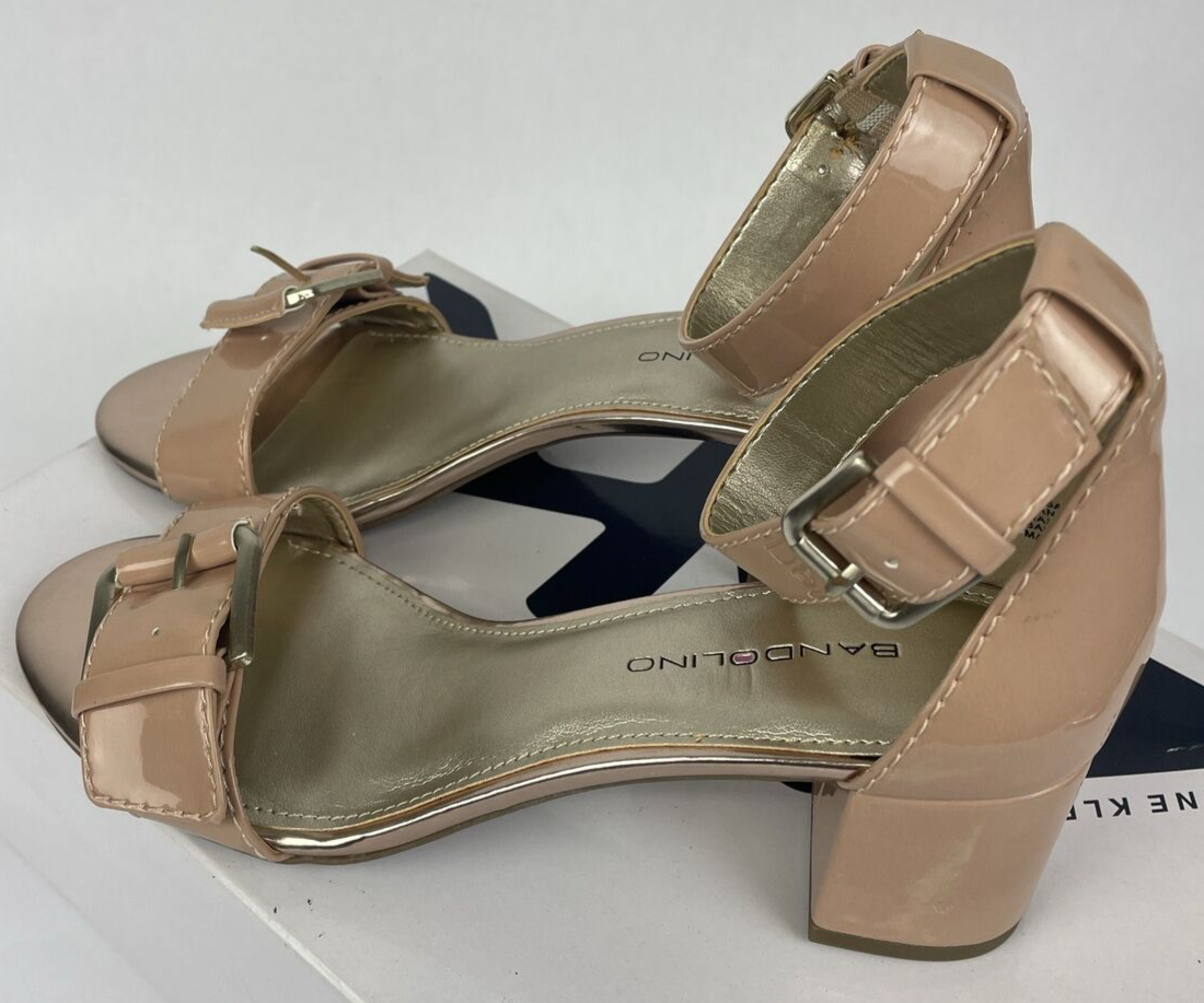 Anne Klein Sport  Bandolino Patent Pink Cream Heel Pump Open Toe Size 6M - NEW