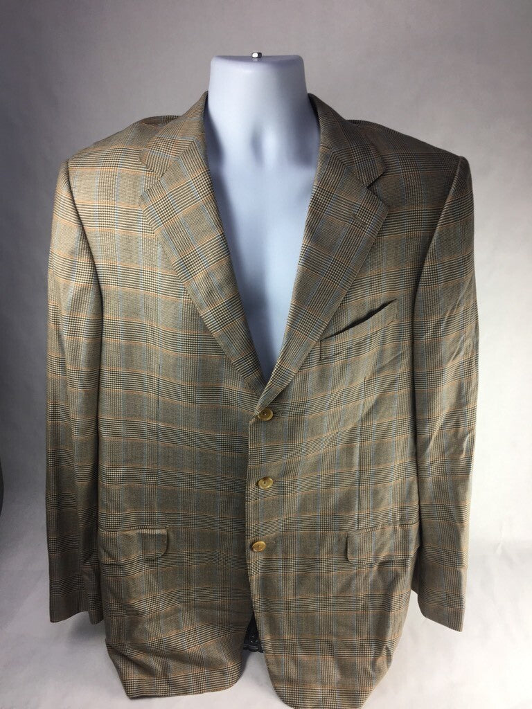 Ermenegildo Zegna Neiman Marcus Mens Suit Jacket Brown Glen Check Cashmere 54