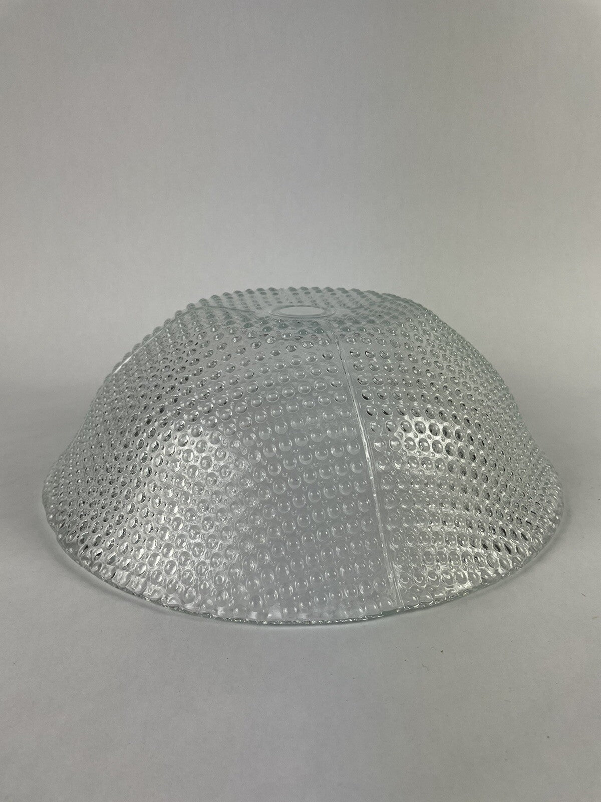 Fenton hobnail ruffled clear glass decorative fruit bowl measuring 12.5 inches.