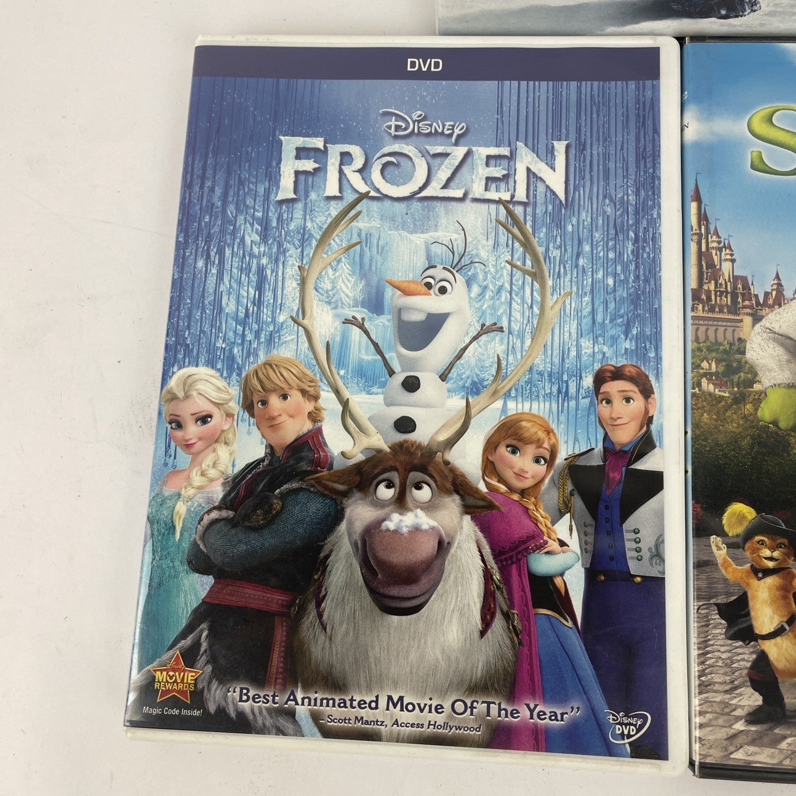Lot of 3 x Disney DreamWorks DVD Video (s) - Shrek 2 - Happy Feet - Frozen