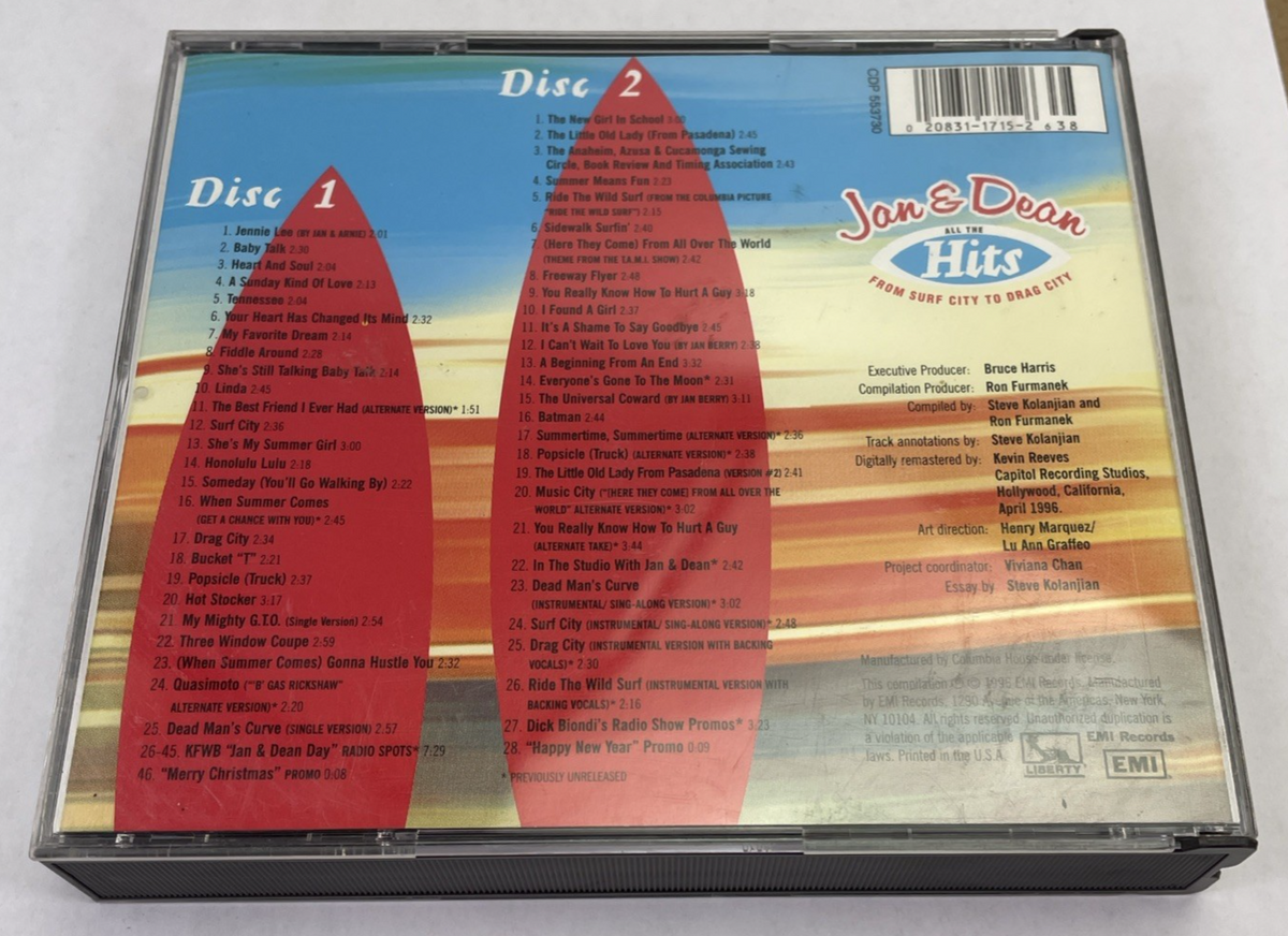 Jan & Dean - ALL THE HITS FROM SURF CITY TO DRAG CITY - 2 CD Set Near Mint Discs