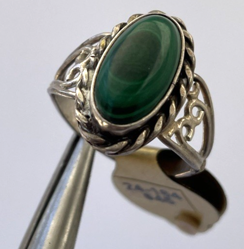 Navajo Native American Sterling Silver 925 Green Malachite Stone Ring Size 5