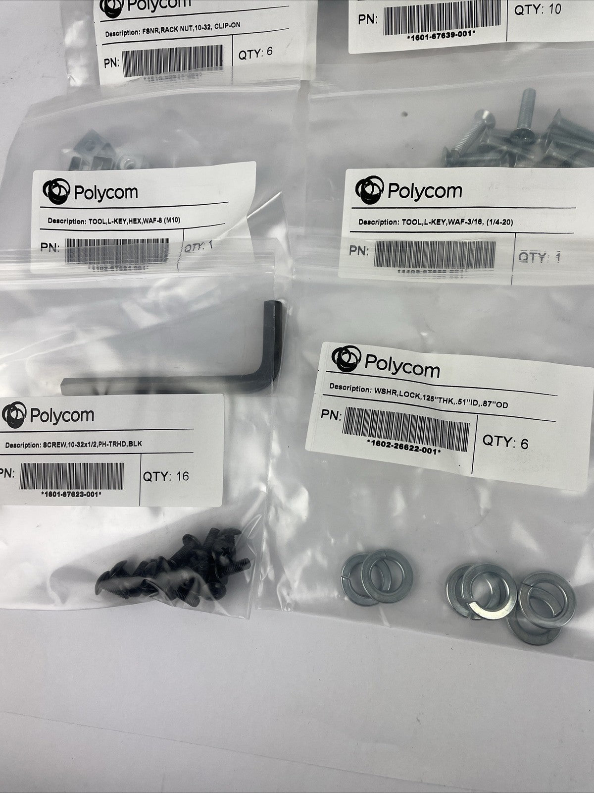 Huge Lot of Polycom ASSY Hardware Kit washers Allen Screws Keys 20 Assorted Bags