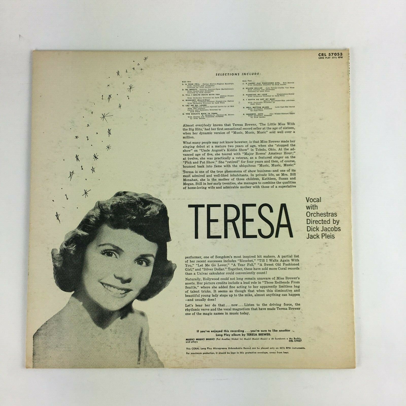 TERESA Vocal with Orchestrans Directed by Dick Jacobs,Jack Pleis
