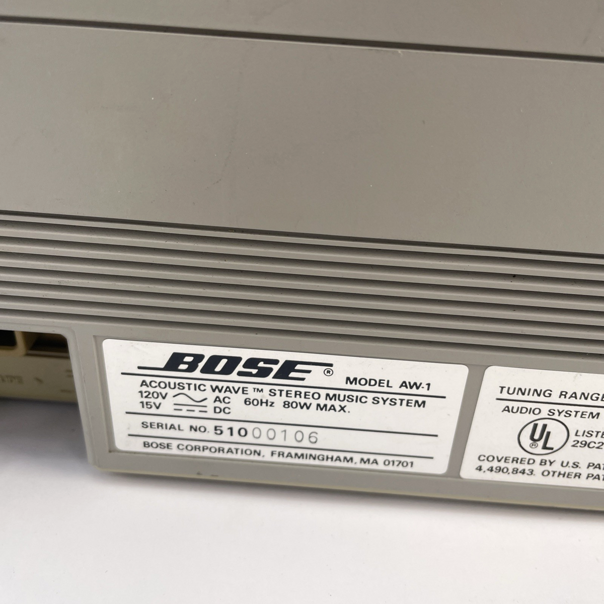 Bose Acoustic Wave AW-1 System AM FM Radio Cassette w Power Cord- PARTS & REPAIR