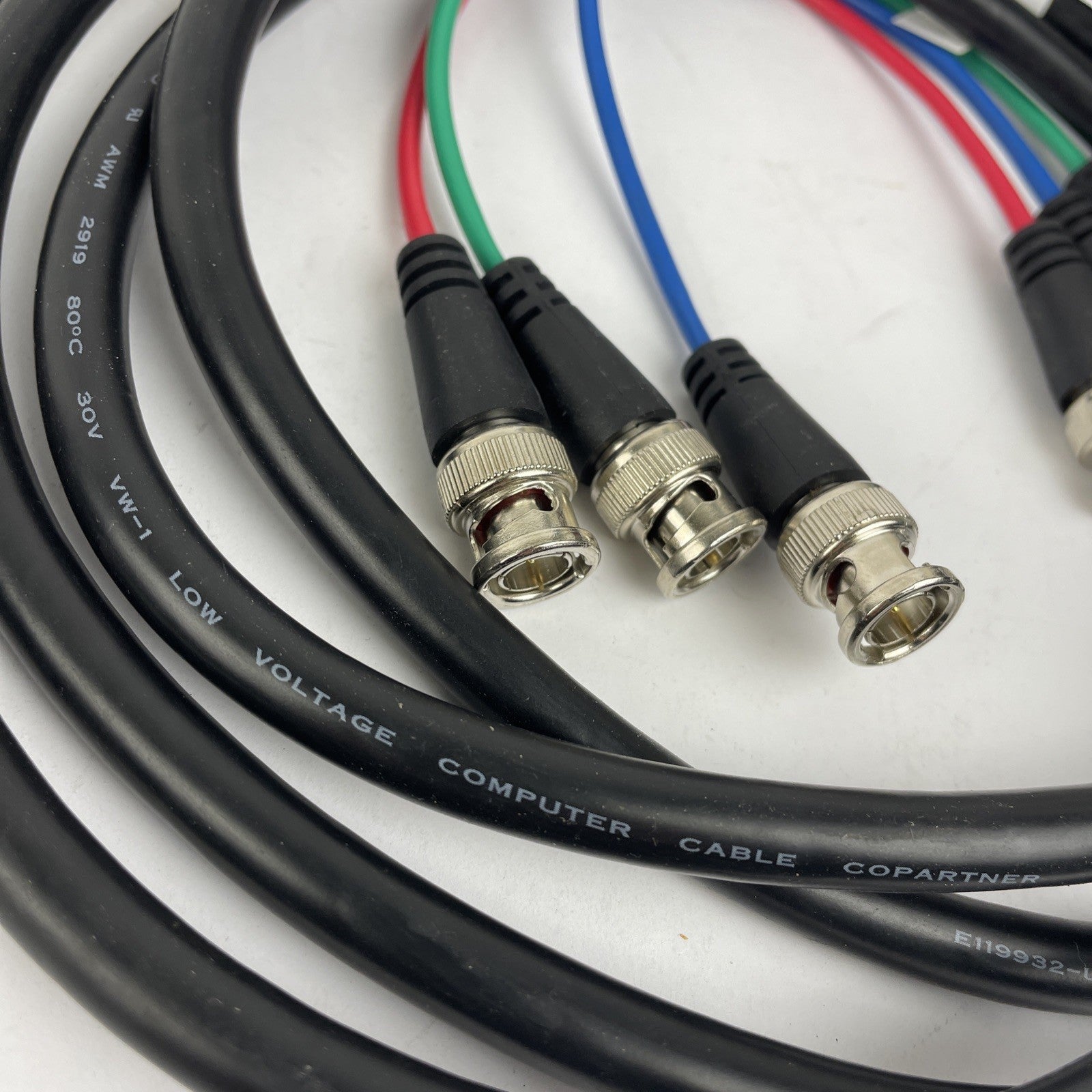 3 x BNC Male Quick Connect to 3 x BNC Male Quick Connect Splitter Cable 4' Long