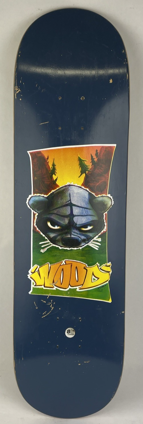 Vintage Woodchuck Laminates Circa 1996 Timer Bear Skateboard Deck 8.375" x 31.5