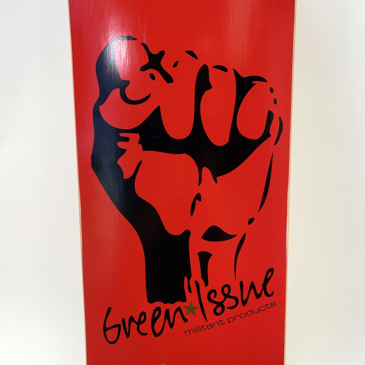 GREEN ISSUE Skateboards RED Fist Militant Products Skateboard Deck 8.5" Rare