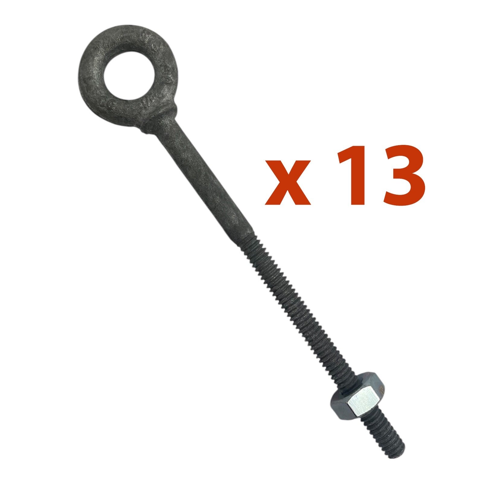 Lot of 13: 1/4"x 4" shoulder eye bolt work load limit 550 lbs