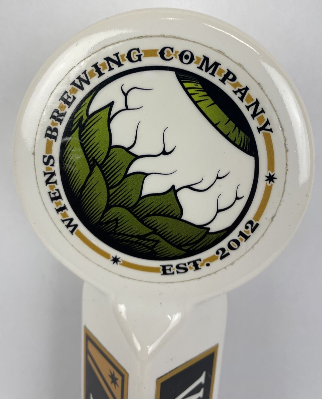 Wiens Brewing Company 2012 HONEY Wheat Ale Beer Ceramic Tap Handle 10" - LOOK