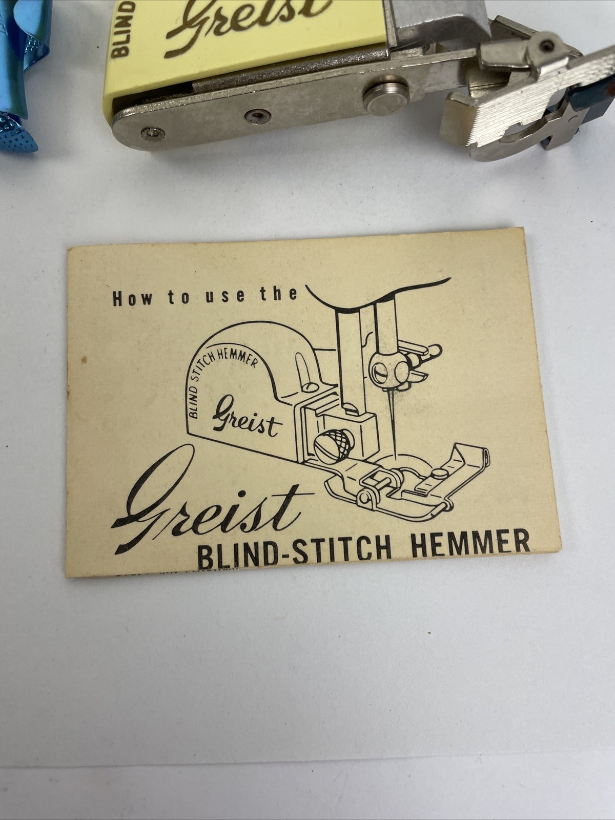 Greist Automatic Blind Stitch Hemmer w Original Box and Instructions - LOOK