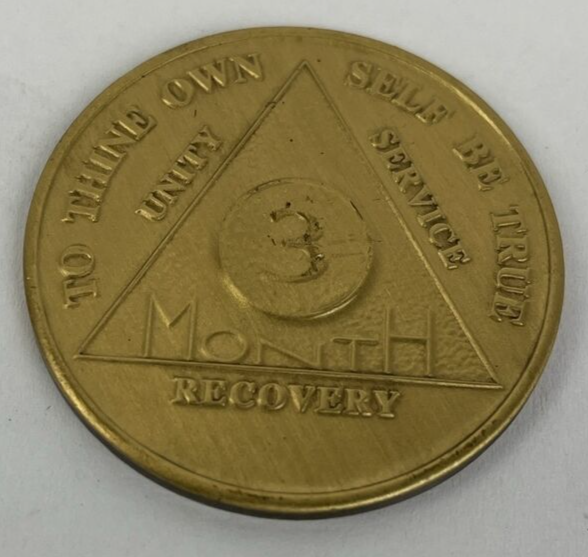Alcoholics Anonymous 24 Hrs + 1 Year Bill W Dr Bob Recovery Coin Medallion AA