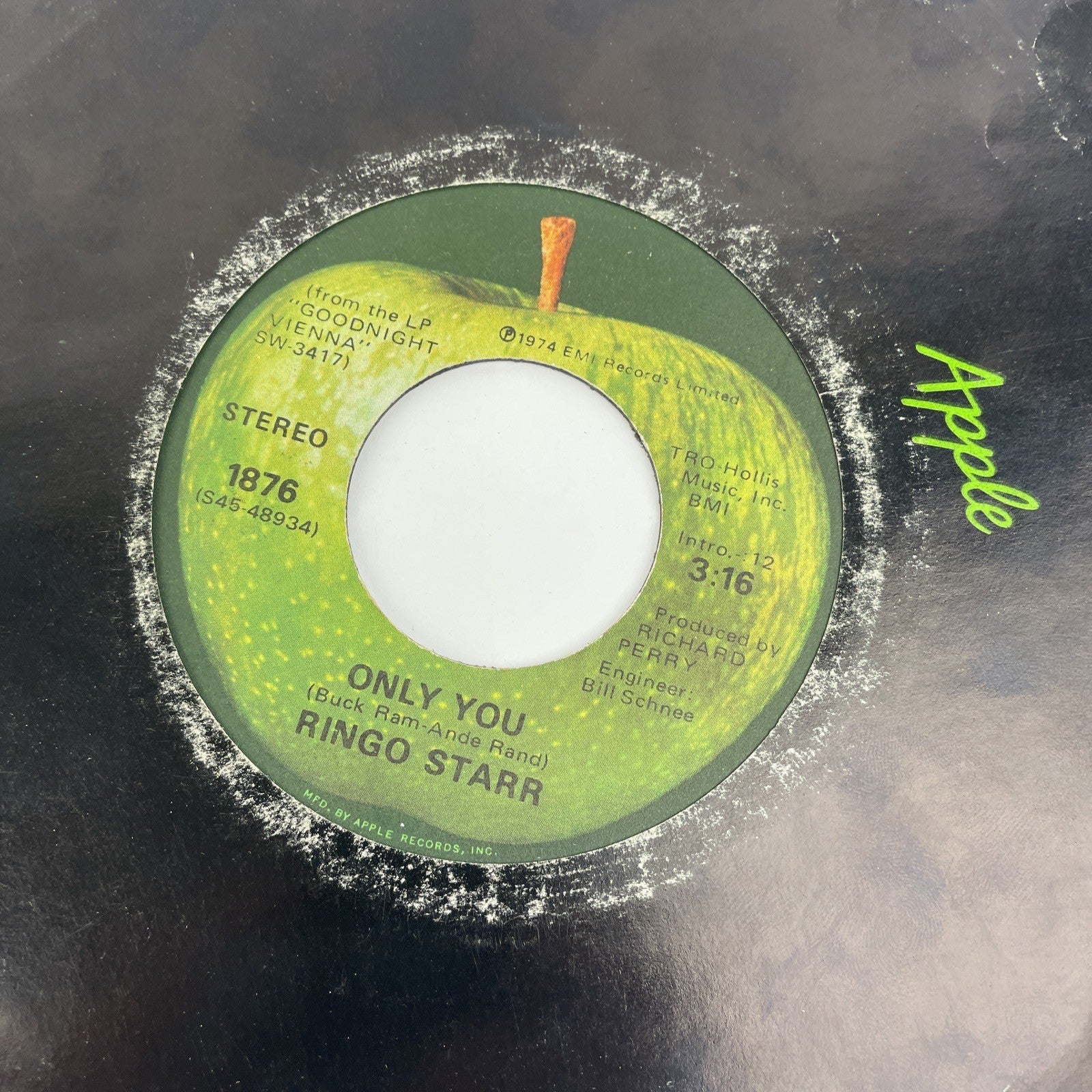 Ringo Starr Only You / Call Me Stereo 45 Vinyl Record Apple 1974 Scranton