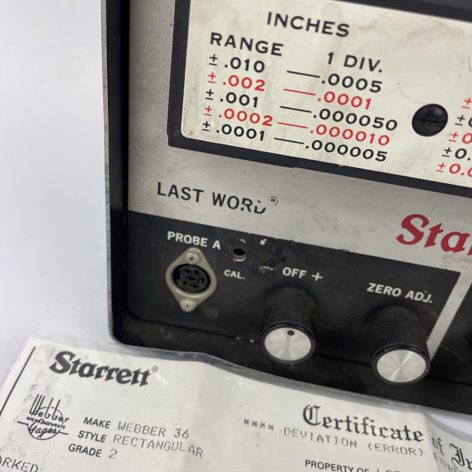OEM Starrett Last Word No. 812-12 Electronic Gage w Certificate of Inspection