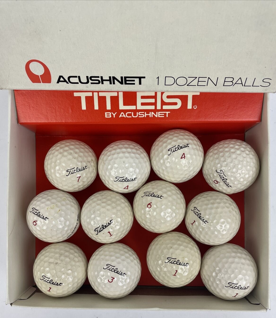 12 x Titleist by Acushnet Golf Balls Acushnet 1 Dozen Balls W Original Box VNTG