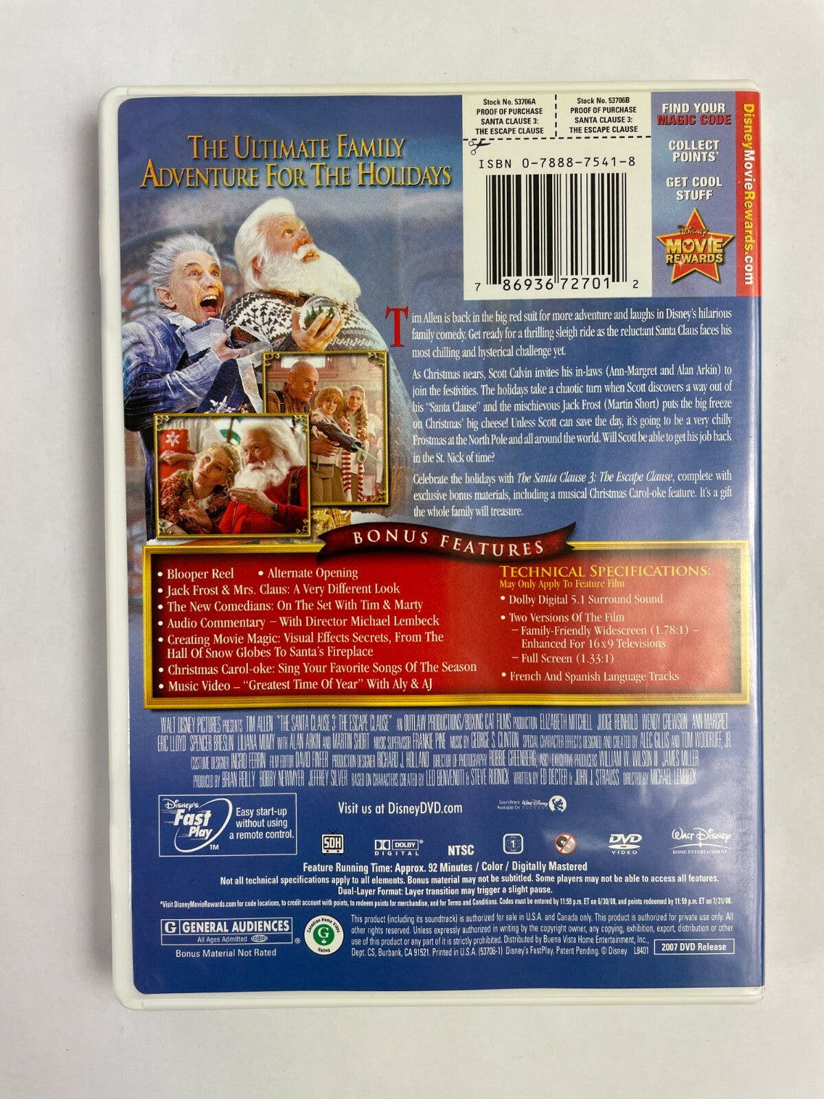 Walt Disnep Santa Clause Tim Allen Martin Short DVD Movies