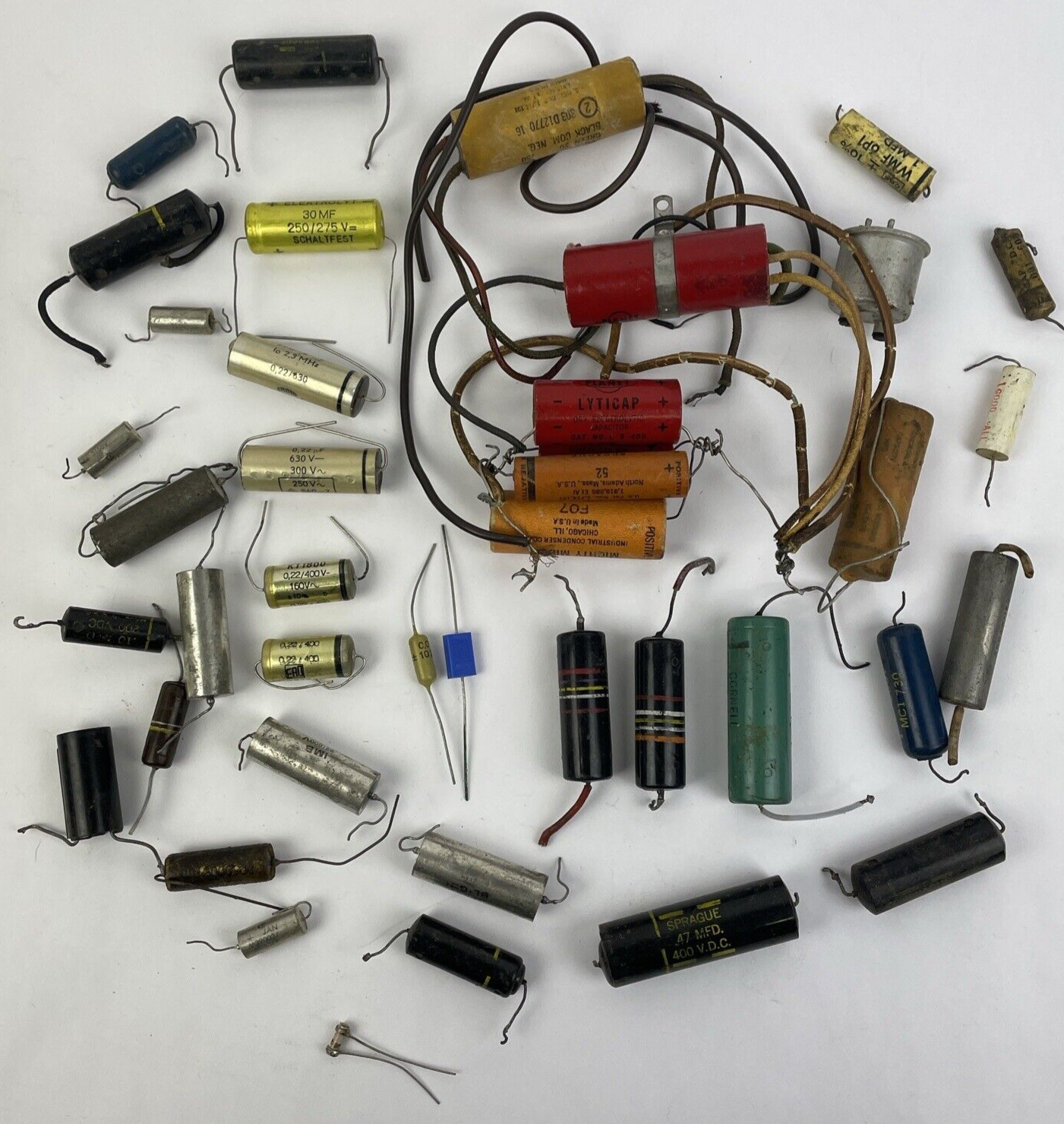 Huge Lot 25 + Vintage Capacitors Sprague Mallory Mighty Midget Cornell - LOOK