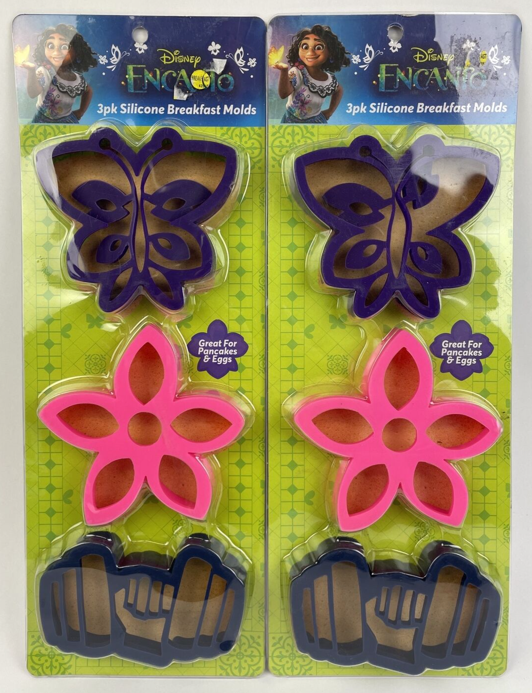 Lot of 2 x New Walt Disney Encanto 3pk Silicone Breakfast Molds - Eggs Pancakes