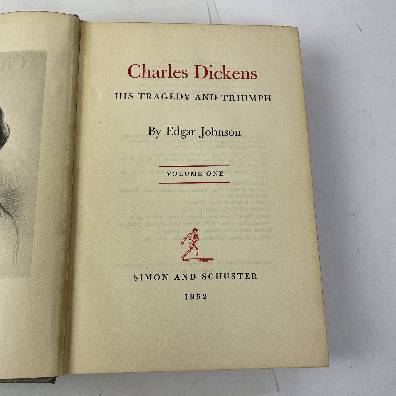 Charles Dickens His Tragedy And Triumph Volume 1 Hardback CR 1952 Vintage Book