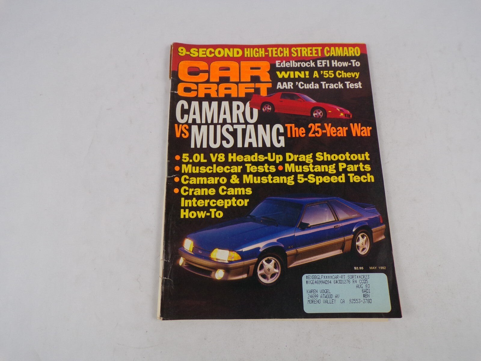May 1992 Car Craft Camaro Vs Mustang 9-Second High-Tech Street Camaro Edelbrock