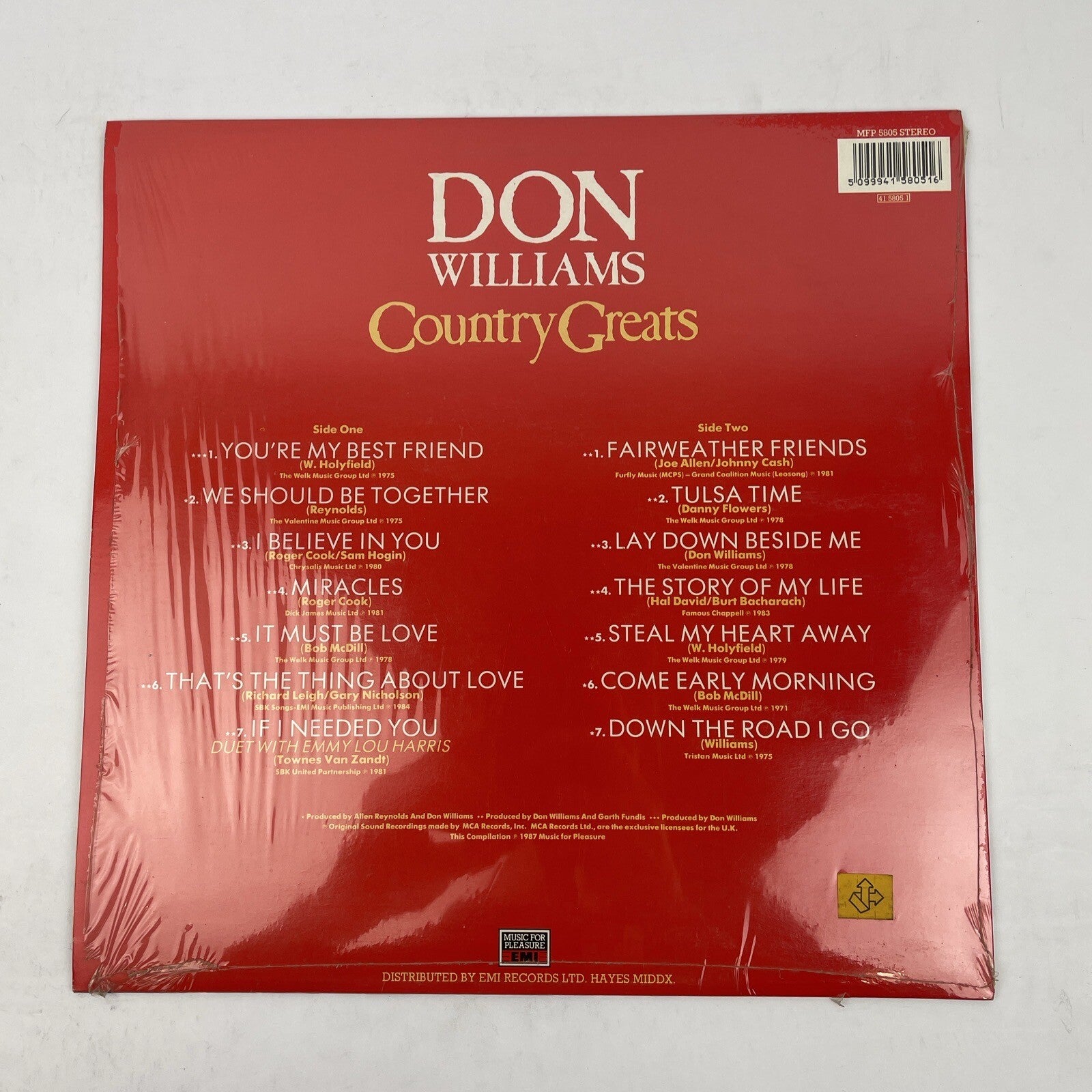 DON WILLIAMS - Country Greats - Vinyl LP Record MFP 5805 14 Tracks - VGC