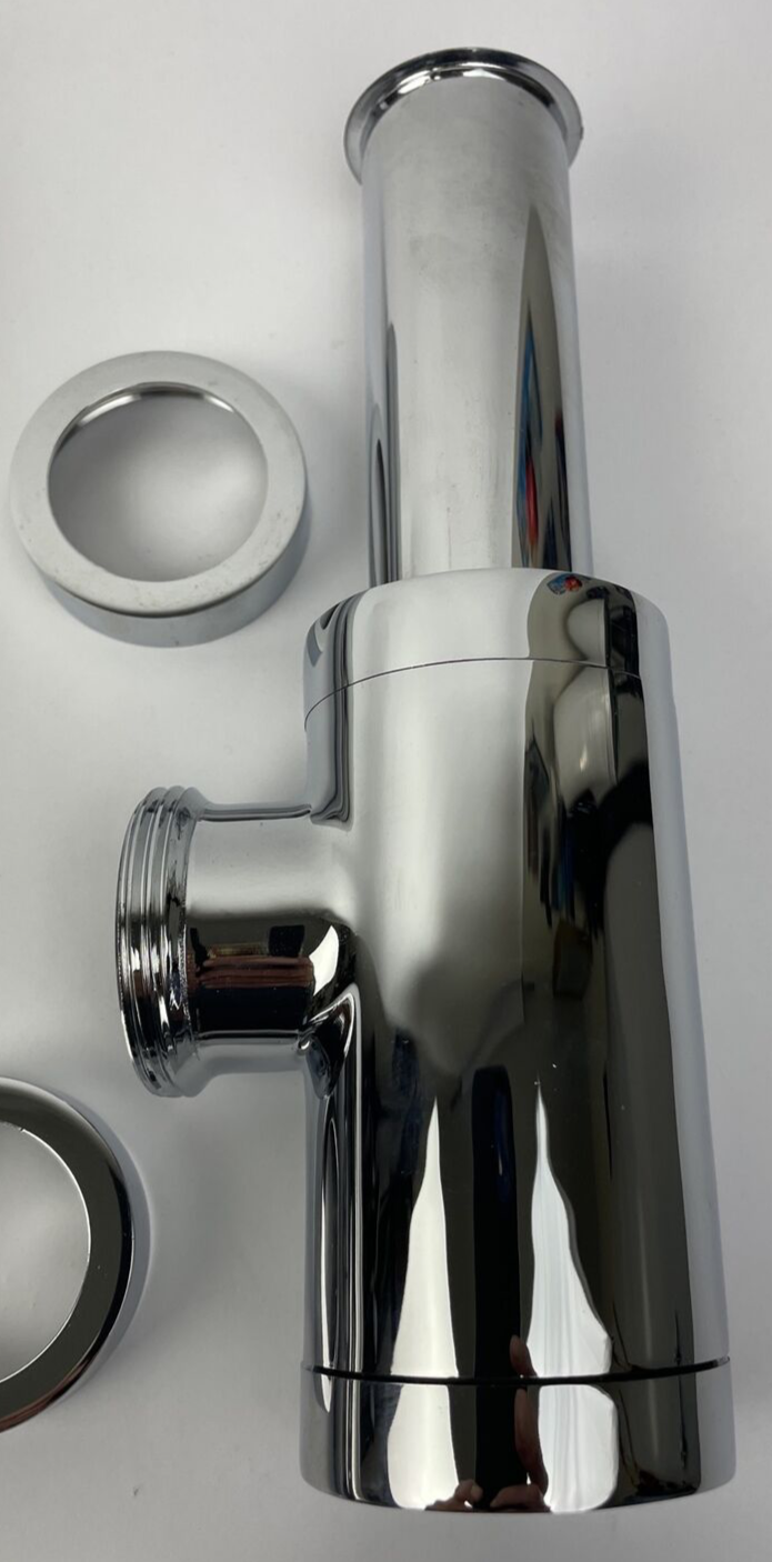 Siphon Modern Designer Decorative P Trap P-Trap Chrome NOS - LOOK