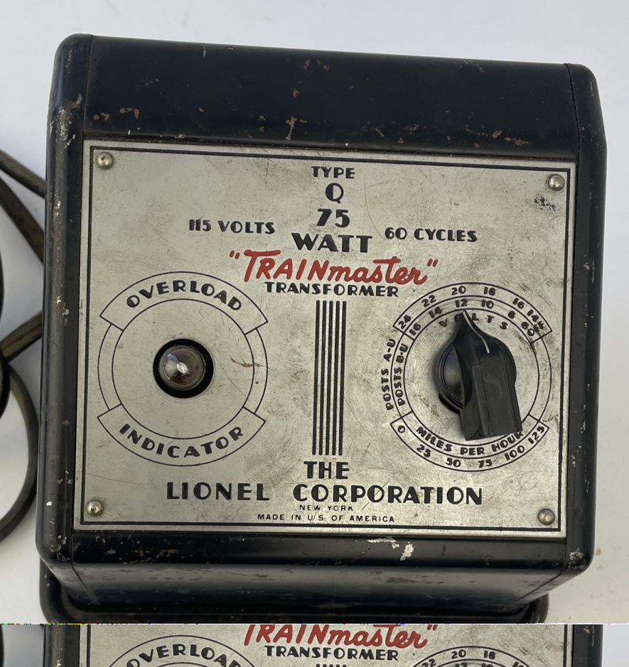 Vintage 1940's LIONEL Type "Q" Trainmaster 75 Watt Transformer 60 Cycles - As Is