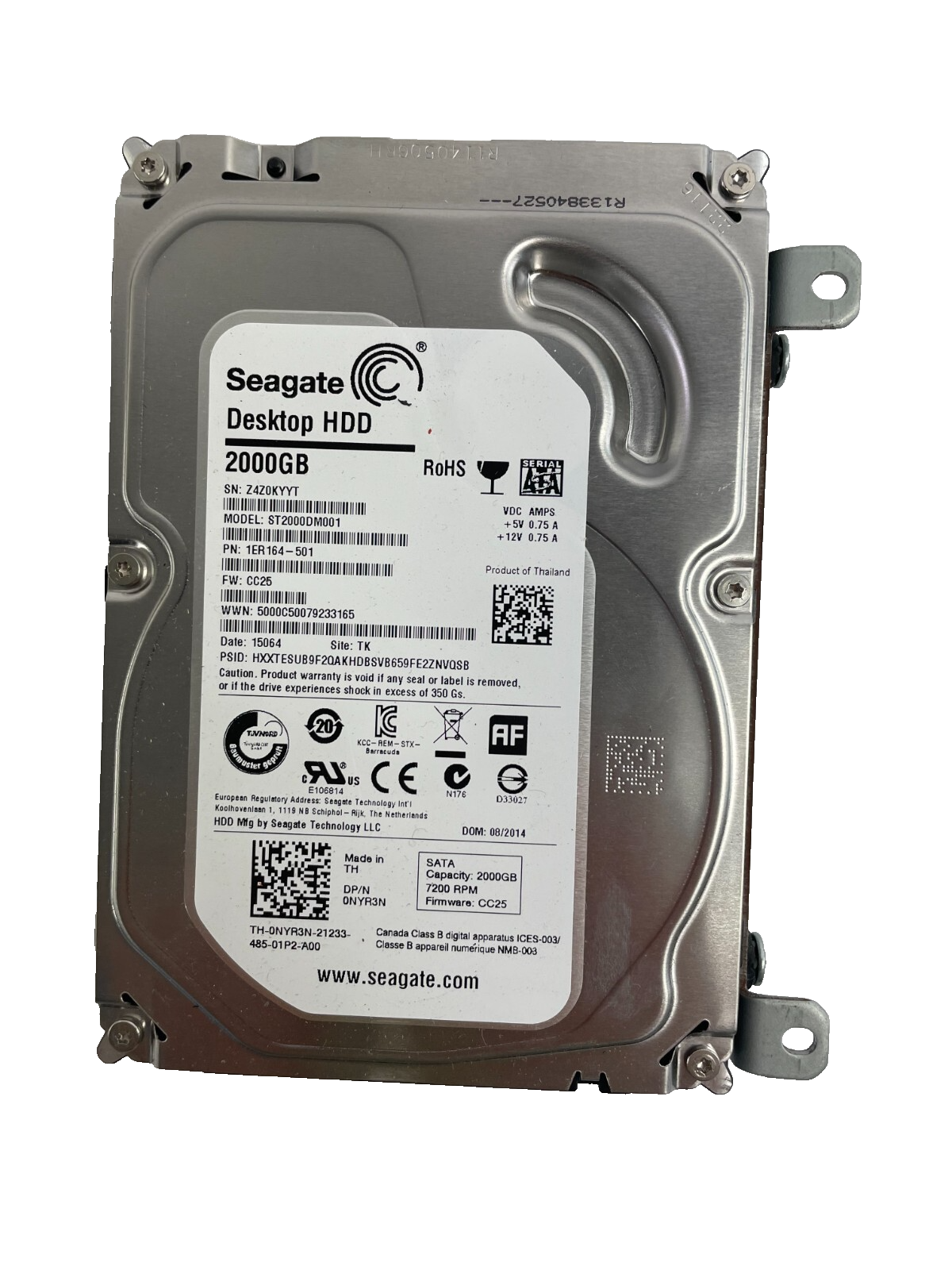 Seagate Desktop HDD 2000GB ST2000DM001 Internal Hard Drive 7200RPM Cache 64MB