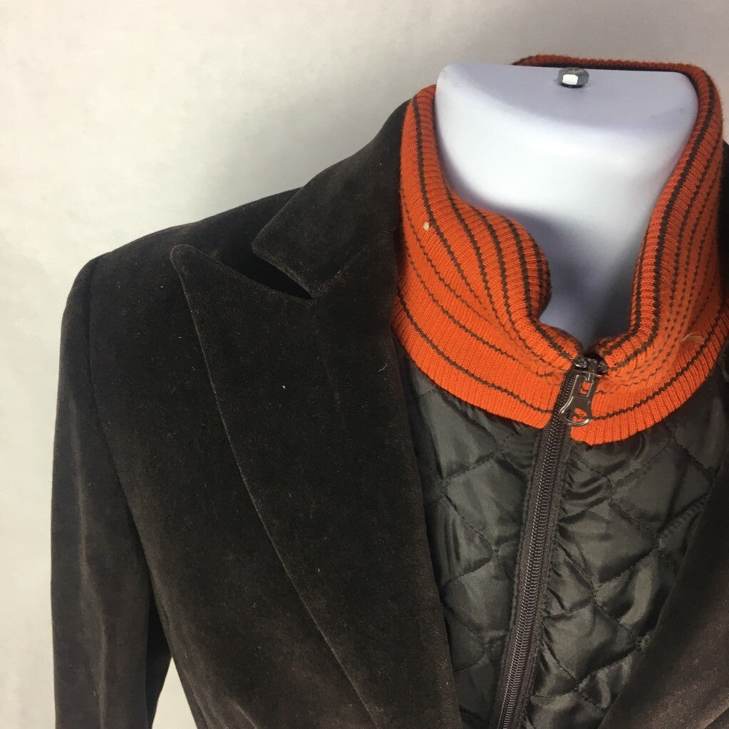 Brooksfield Mens Layered Jacket Brown Orange Blazer Quilted Button Zip Italy 44