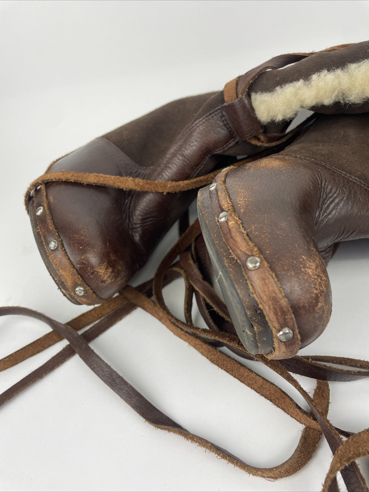 MICHAEL KORS Women's Leather & Sheepskin Shearling Tall Boots 3.5" Heel~Size 6M