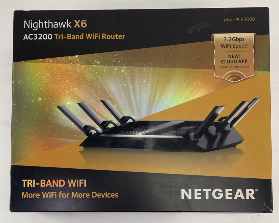 NETGEAR R8000 Nighthawk X6 AC3200 Tri-Band Wi-Fi Router Model #R8000 No PS